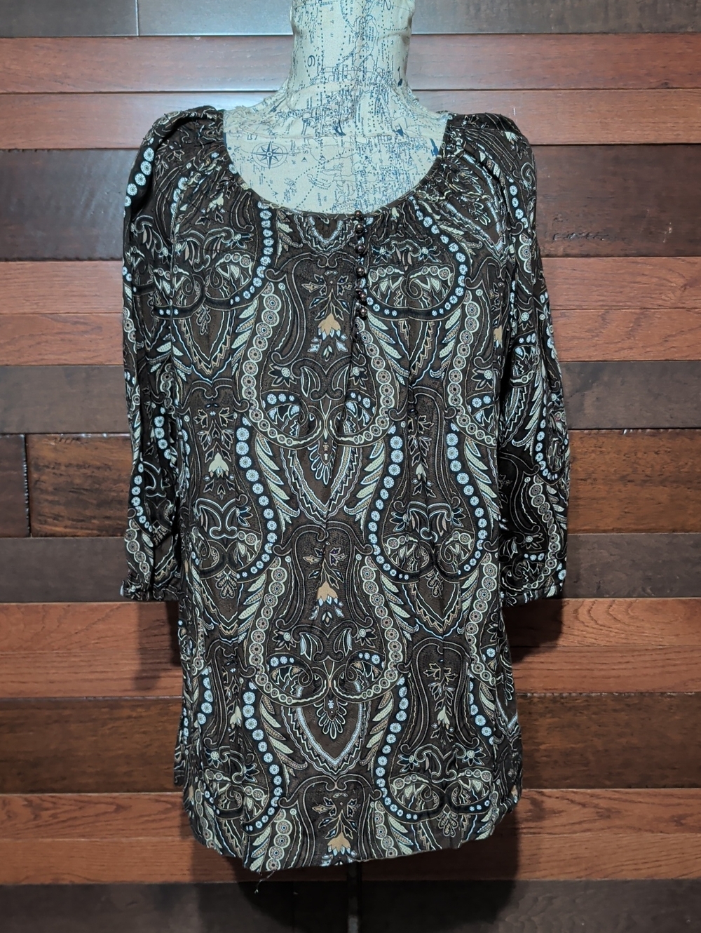 St. John's Bay Brown Paisley Scoop-Neck Tunic